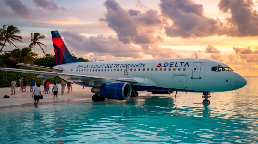 Delta Flight DL275 aircraft on runway after forced diversion highlighting passenger impact and safety measures